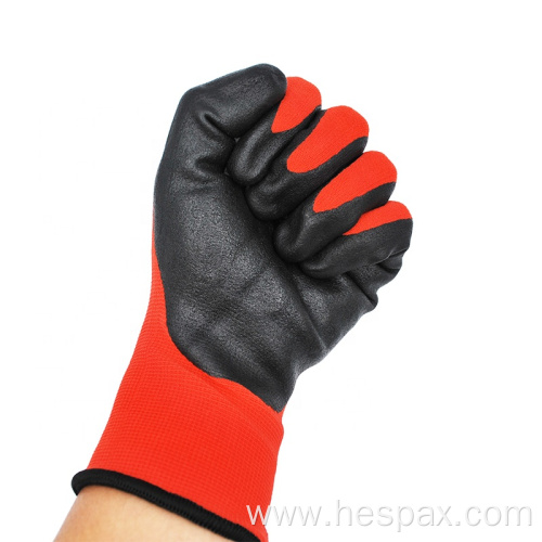 Hespax Wholesale Nitrile Coated Safety Gloves CE Verified